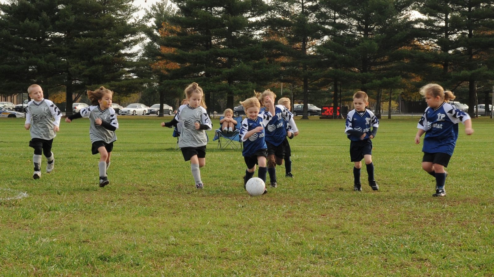 children playing soccer
