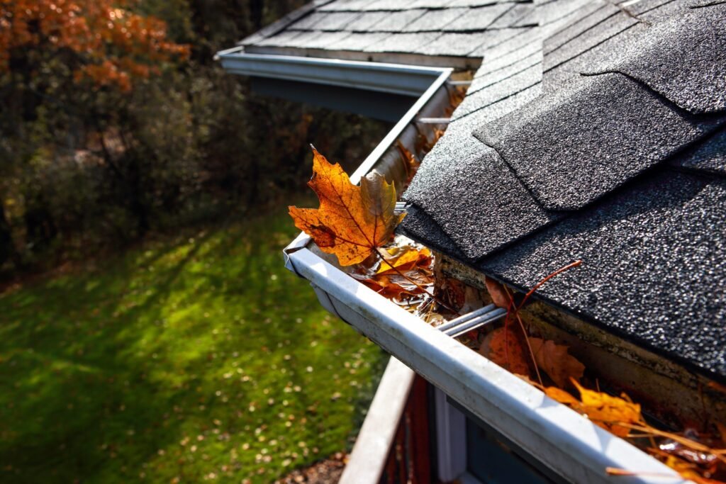 Autumn leaves in a rain gutter on a roof - Thor Wealth Managment, Inc. Buying a home