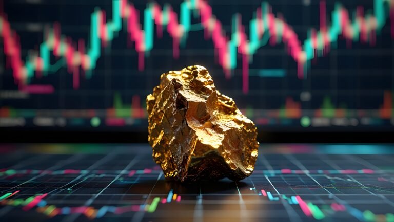 Gold nugget on financial chart background showing investment and trading trends analysis - Thor Wealth Managment, Inc. market update about gold and the investment case