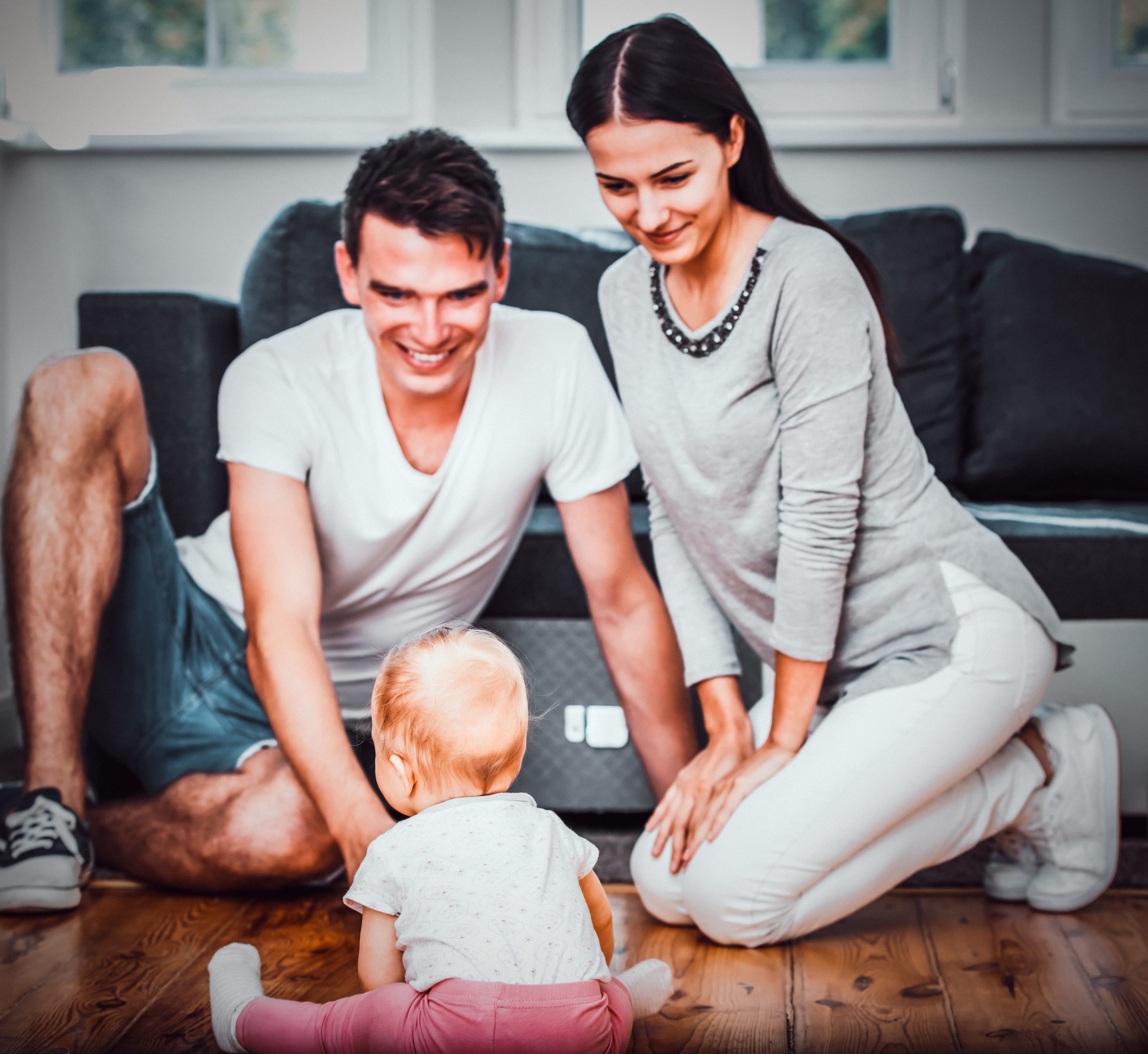 Young couple who can focus on family because they are retirement planning.